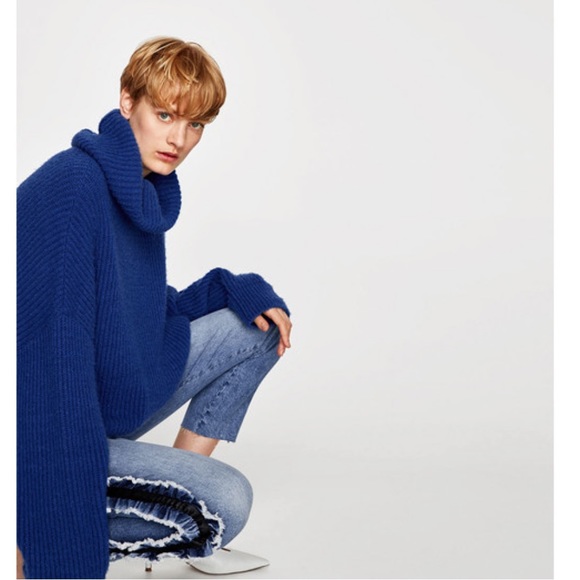 Zara 1975 Basic Denim Cigarette Jean with Frill Trim - Picture 2 of 10